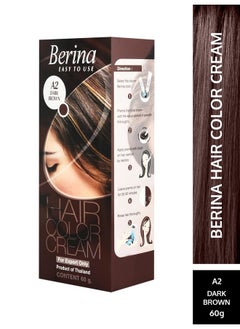 Berina A Series Cream Hair Color Full Coverage Long Lasting Dye Cream 60 Gm With Developer And Protein Conditioner For Men And Women (60Gm Pack Of 1, A2 Dark Brown)  - Image 4