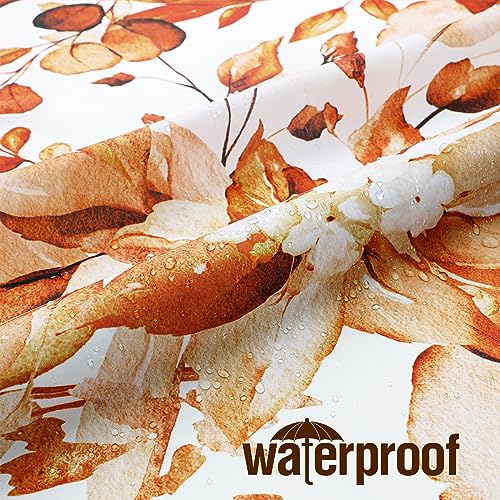 Gibelle Orange Eucalyptus Shower Curtain, Fall Watercolor Plant Leaves with Floral Bathroom Shower Curtain Set with Hooks, 72x72 - Image 3