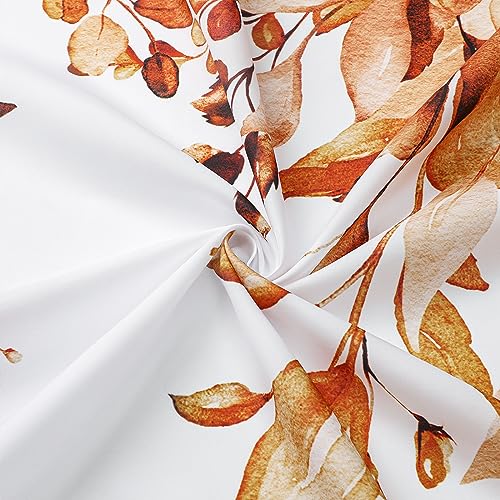 Gibelle Orange Eucalyptus Shower Curtain, Fall Watercolor Plant Leaves with Floral Bathroom Shower Curtain Set with Hooks, 72x72 - Image 4