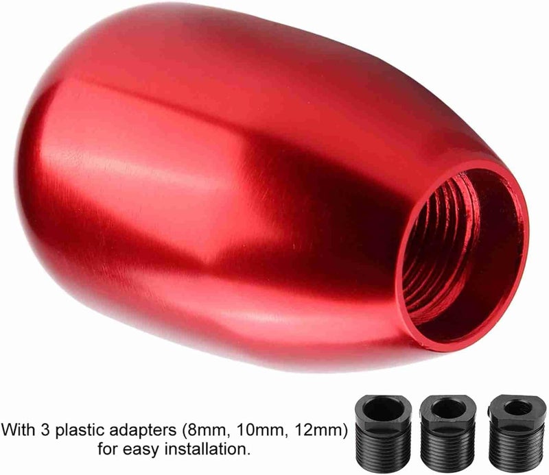 Manual Gear Shift Knob, Universal Metal 6 Speed Shifter Head with Plastic Adapters, Durable and Easy Installation - High Sensitivity, Reliable Performance for (Red) - Image 2