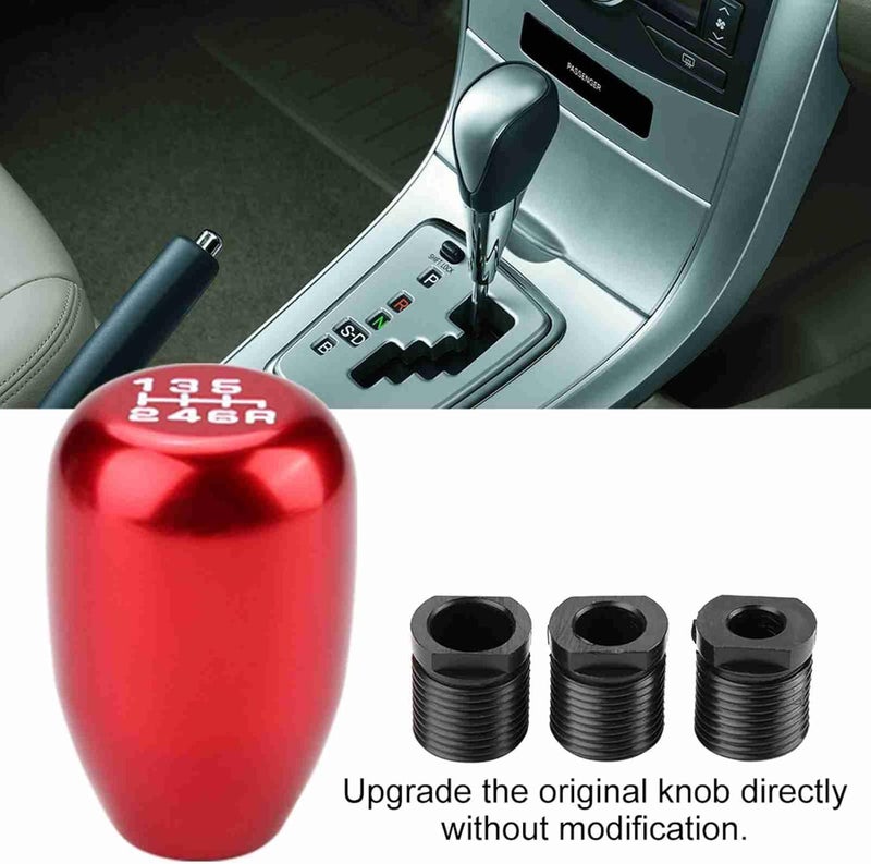 Manual Gear Shift Knob, Universal Metal 6 Speed Shifter Head with Plastic Adapters, Durable and Easy Installation - High Sensitivity, Reliable Performance for (Red) - Image 5