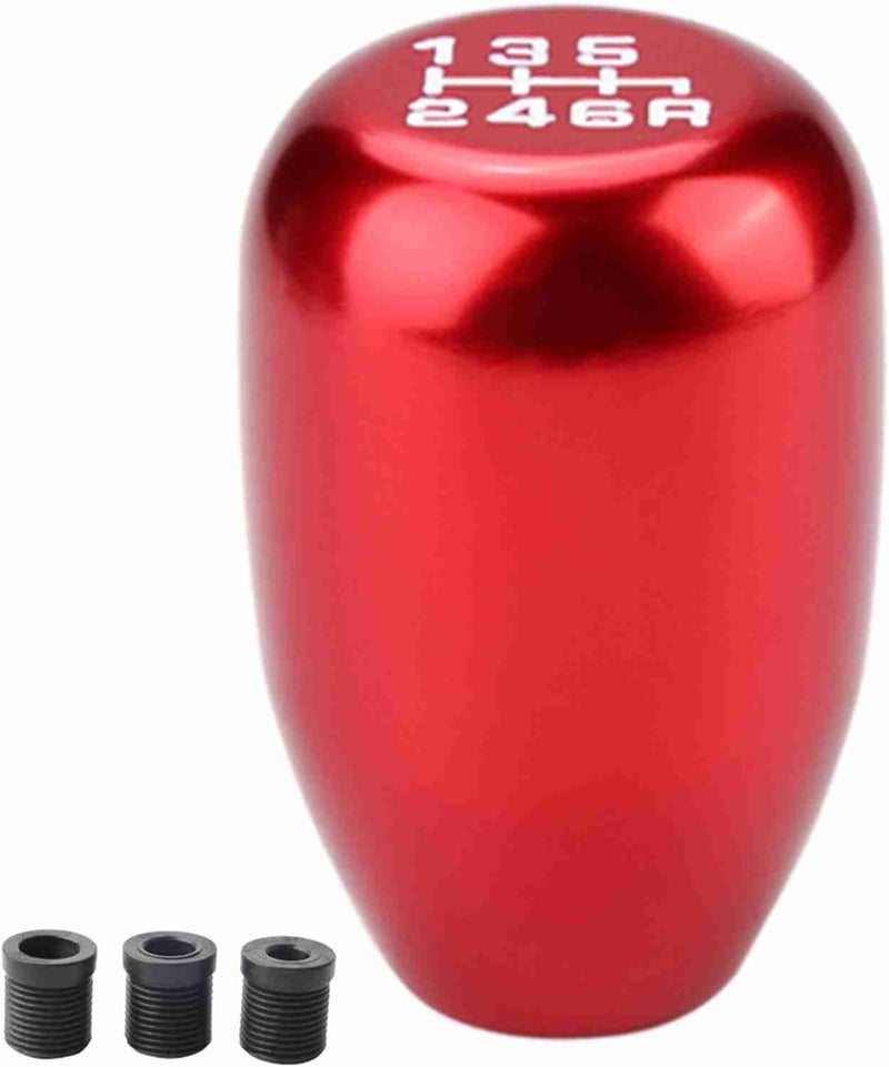 Manual Gear Shift Knob, Universal Metal 6 Speed Shifter Head with Plastic Adapters, Durable and Easy Installation - High Sensitivity, Reliable Performance for (Red) - Image 1