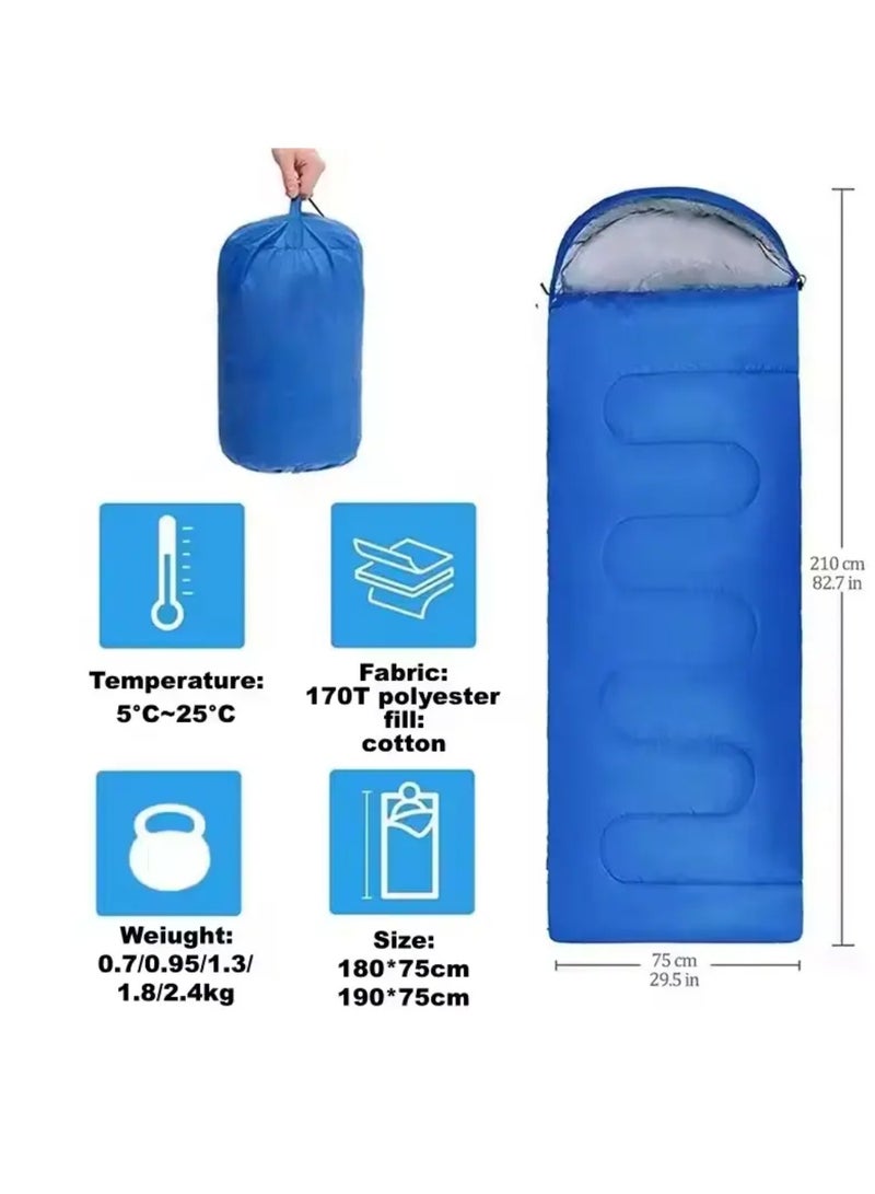 Adult Kids Camping Sleeping Bag, Lightweight Portable Sleeping Bags Backpacking Indoor and Outdoor for Hiking Traveling with Storage Bag 10-25℃ Blue Color - Image 3