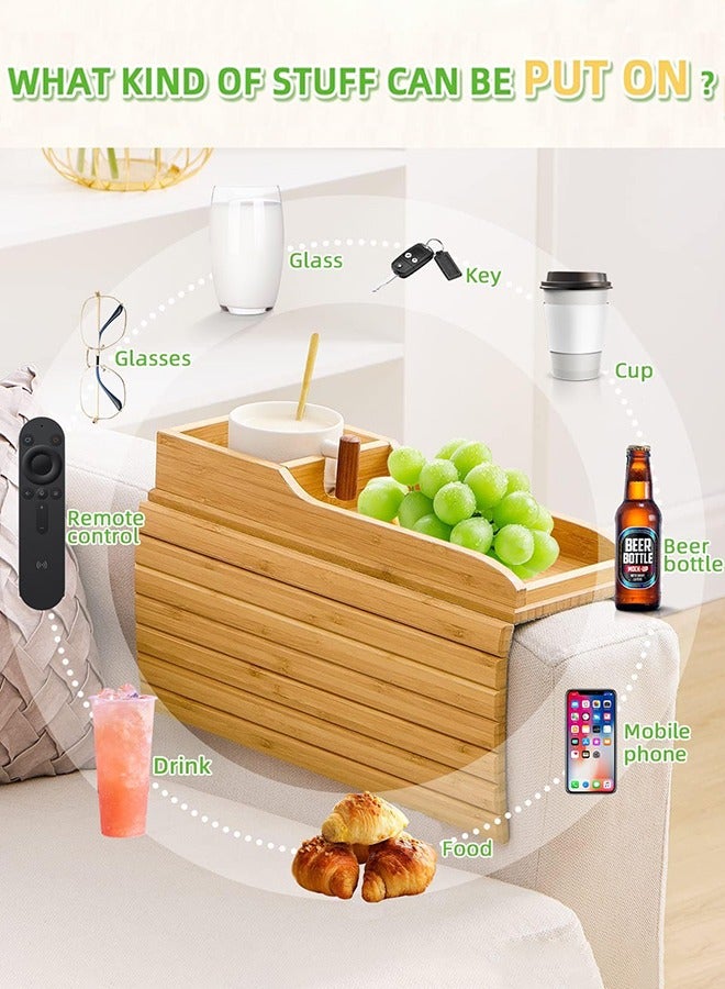 جارلو أريكة حامل كأس / مكافحة هبوط أريكة المشروبات حامل / الطبيعية الخيزران أريكة حامل كأس / مسند ذراع صينية / المحمولة أريكة مسند ذراع صينية الجدول ، وتستخدم عن بعد / وجبة خفيفة / الهاتف المحمول / المشروبات / الكؤوس - Image 2