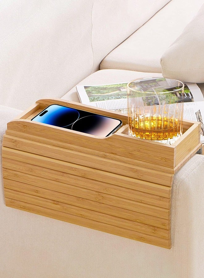 جارلو أريكة حامل كأس / مكافحة هبوط أريكة المشروبات حامل / الطبيعية الخيزران أريكة حامل كأس / مسند ذراع صينية / المحمولة أريكة مسند ذراع صينية الجدول ، وتستخدم عن بعد / وجبة خفيفة / الهاتف المحمول / المشروبات / الكؤوس - Image 5