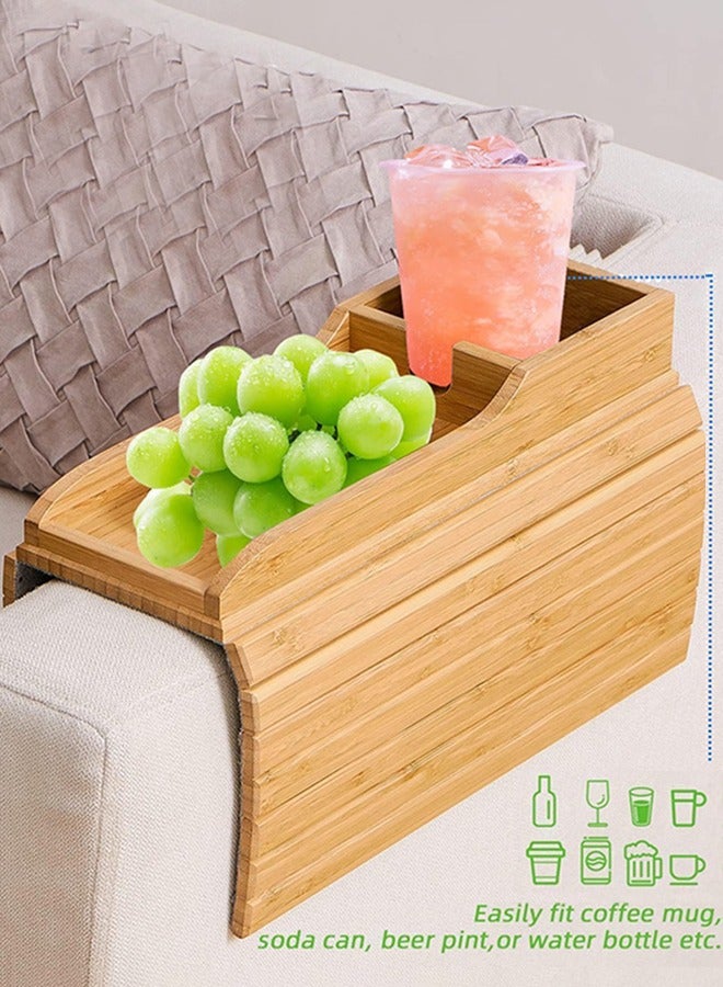 جارلو أريكة حامل كأس / مكافحة هبوط أريكة المشروبات حامل / الطبيعية الخيزران أريكة حامل كأس / مسند ذراع صينية / المحمولة أريكة مسند ذراع صينية الجدول ، وتستخدم عن بعد / وجبة خفيفة / الهاتف المحمول / المشروبات / الكؤوس - Image 3