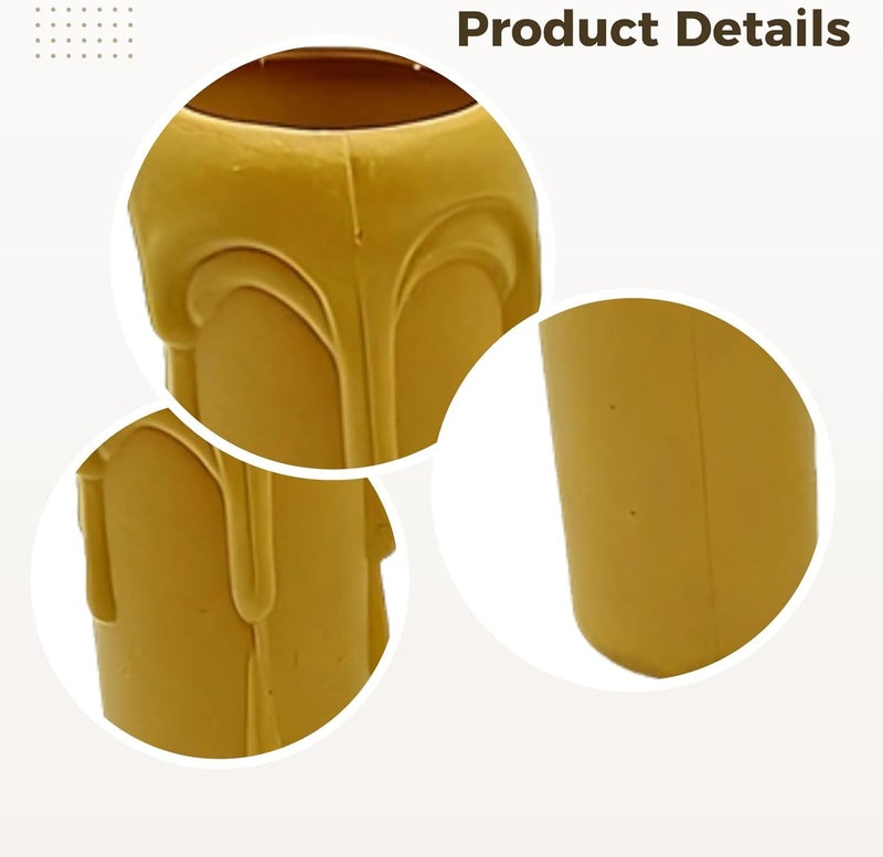 12 Pcs E14 Socket Yellow Candle Covers, 4 in / 100 Mm Plastic Sleeves, European Style Lamp Replacement - Image 4