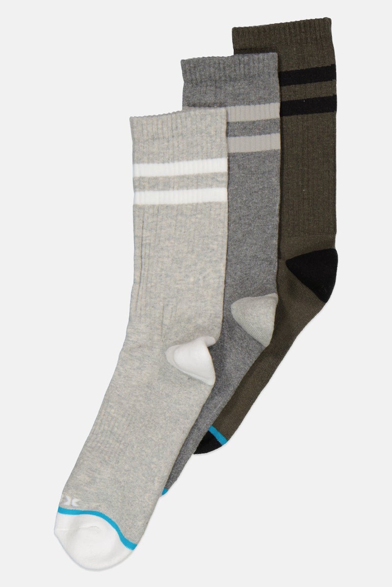 RBX Men 3 Pairs Brand Logo Hiking Socks, Multicolor  - Image 1