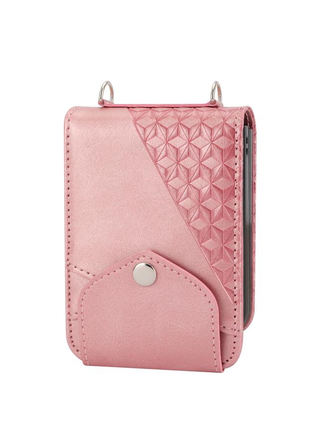 اس-توب جراب لهاتف Samsung Galaxy Z Flip4 مصنوع من جلد العجل بتصميم شبكي مكعب - Image 3