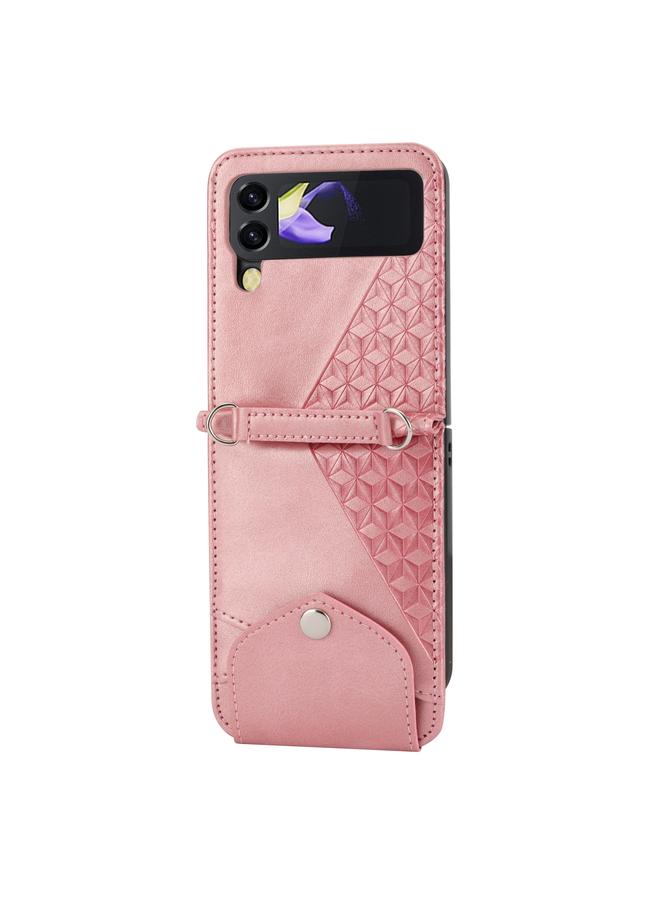 اس-توب جراب لهاتف Samsung Galaxy Z Flip4 مصنوع من جلد العجل بتصميم شبكي مكعب - Image 2