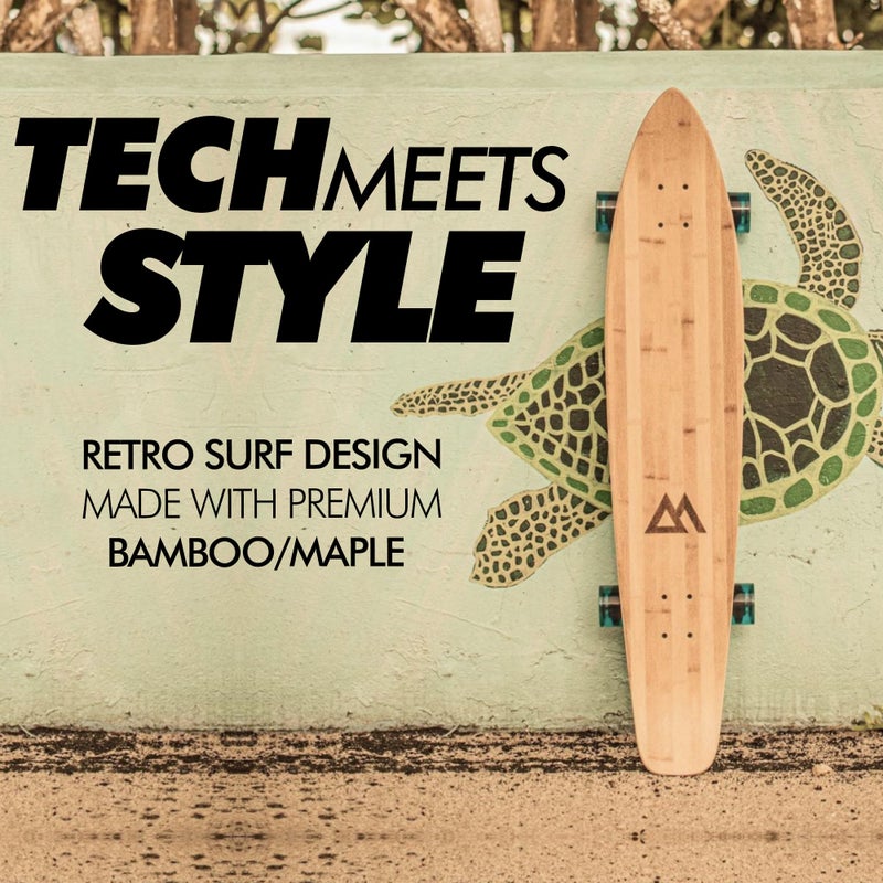 Magneto Kicktail Cruiser Longboard Skateboard - Adult Skate for Commuting & Carving - Smooth 78A Wheels for Cruiser Skateboard - Bamboo Longboard Construction with Maple Core - 44" x 9", Blue - Image 4