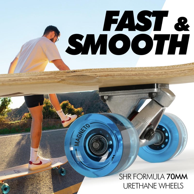 Magneto Kicktail Cruiser Longboard Skateboard - Adult Skate for Commuting & Carving - Smooth 78A Wheels for Cruiser Skateboard - Bamboo Longboard Construction with Maple Core - 44" x 9", Blue - Image 5
