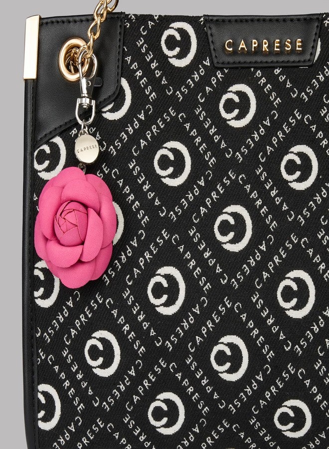 Caprese Rose Flower Purse Hook & Bag Charm for Handbags | 2-in-1 Detachable PU Floral Table Hanger & Beige Accessory | Holds up to 7 kg (Magenta) - Image 3
