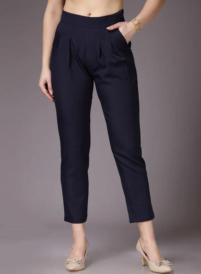 Freehand Freehand Women Navy Blue Slim Fit Solid Pants