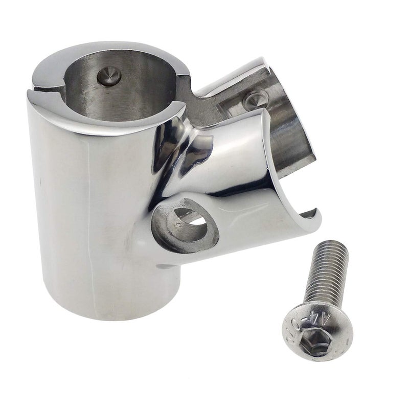 NRCXRC Heavy Duty 316 SS Polished Boat Hand Rail Fitting 60 Degree TTee HingedSplit for 1 Tube