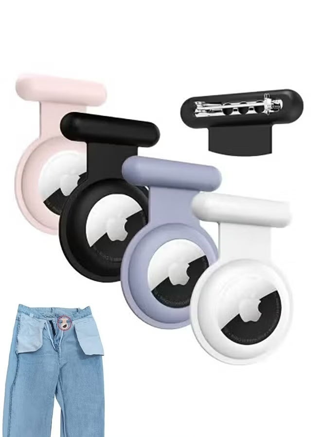 4 Pcs Hidden Silicone Protective AirTag Case ，Compatible with Apple AirTag with Invisible Pin Holder ，Anti Lost AirTag cover Suitable for Kids and Elderly - Image 1