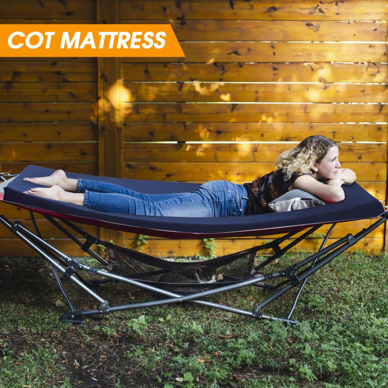 CYMULA Camping Cot Mattress 2in Memory Foam Sleeping Pad,Soft Warm Non-Slip Camping Mattress Topper with Retaining for Adults,Portable Roll up Pad for Travel(Dark blue75 x30) - Image 4