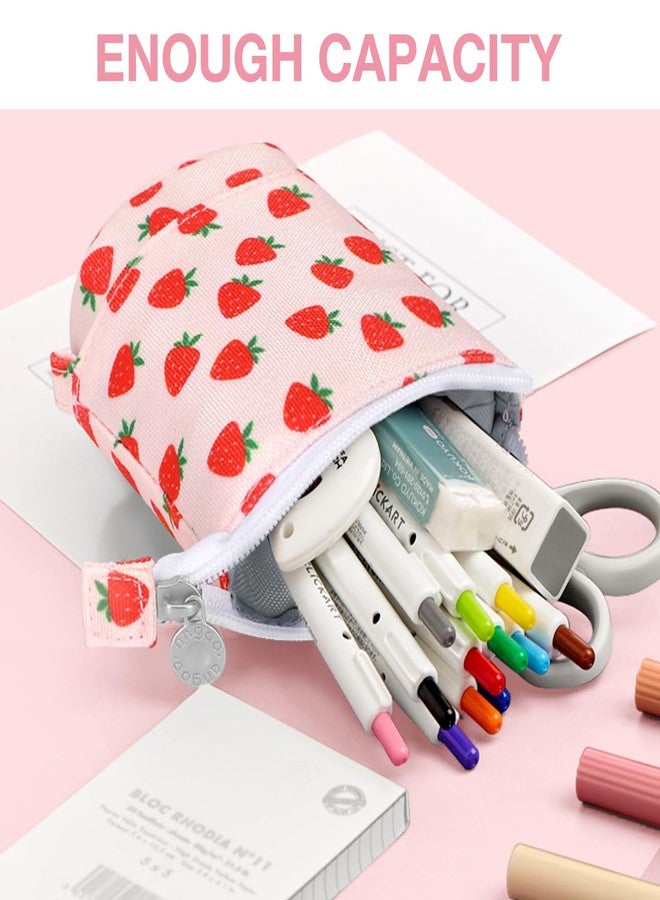 KPX Cute Standing Pencil Case Pen Holder for Kids, Pop Up Stand UP Bubble Tea Pen Organizer Kawaii Stationary for Christmas Holiday New Year Office (Strawberry) - Image 5