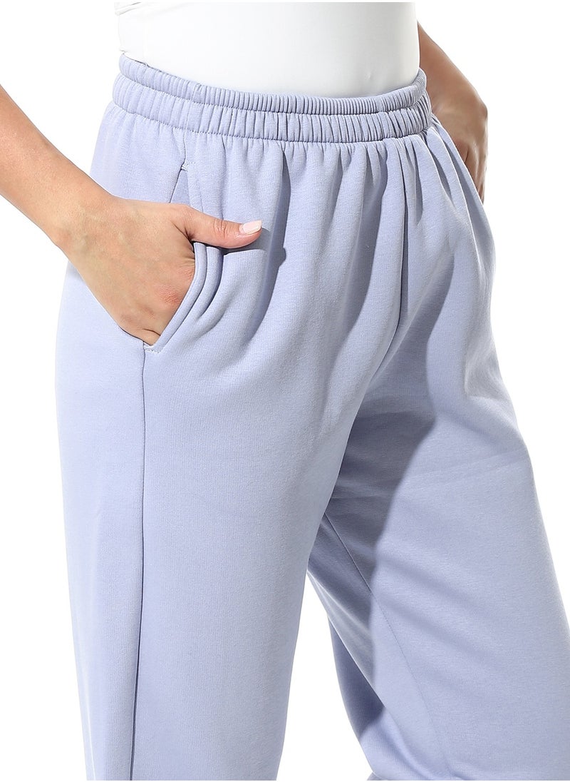 Andora - Elastic Waist Fleeced Pants_Lavender - Image 1