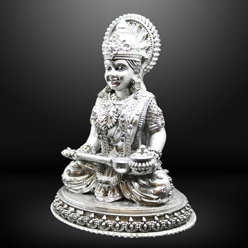 NEEANN Goddess Annapurna Statue 4.5" Material Polystone Nourishment & Abundance Annapurneshwari Murti Painted Brass & Antique Silver Look Home Office Temple Annada Annapoorna Parvati (Antique Silver) - Image 4