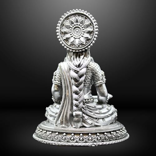 NEEANN Goddess Annapurna Statue 4.5" Material Polystone Nourishment & Abundance Annapurneshwari Murti Painted Brass & Antique Silver Look Home Office Temple Annada Annapoorna Parvati (Antique Silver) - Image 5