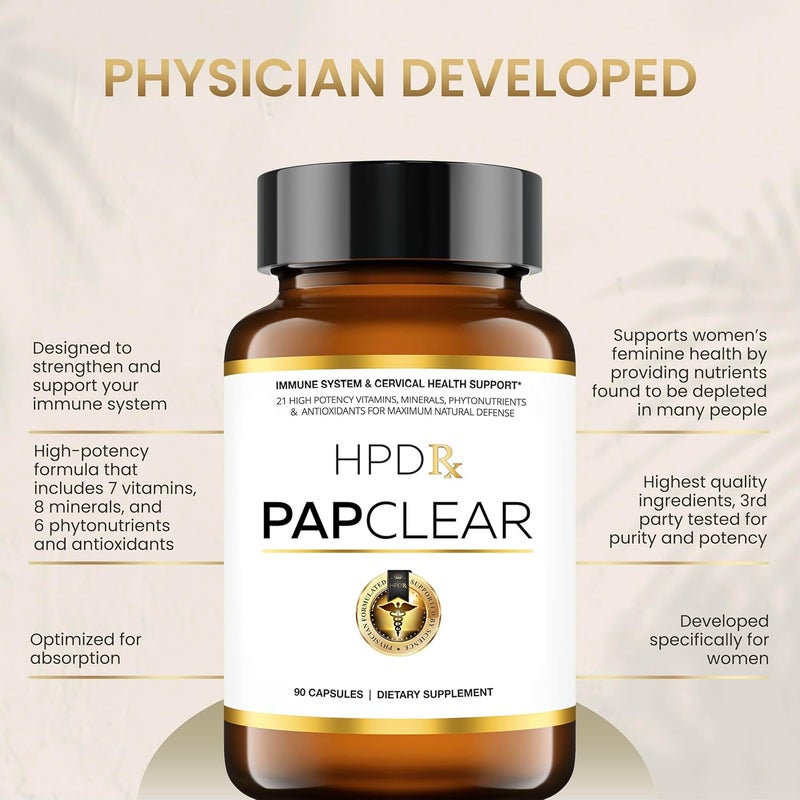 HPD Rx مكمل PAPCLEAR لدعم المناعة الطبيعي بالكامل من صياغة الأطباء 21 فيتامينات ومغذيات مع فطر شيتاكي العضوي 90 كبسولة عبوة من 1 - Image 2