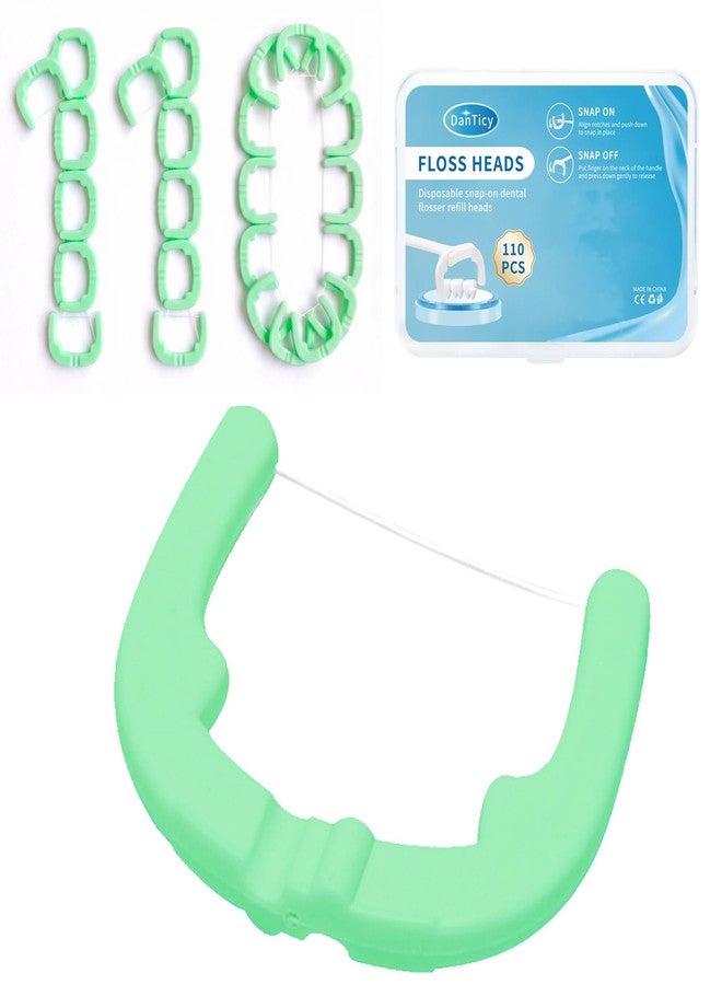 DanTicy Ultraclean Access Flosser Refill Heads Snap-On Dental Flosser Refill Heads for Proper Oral Care & Hygiene 110PCS, Mint - Image 1
