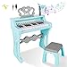 deAO Toddler Piano for Girls 36 Years 25 Key Baby Piano Keyboard with Stool Microphone22 Songs Educational Musical Toy Birthday Christmas Girls Gifts Blue - Image 2