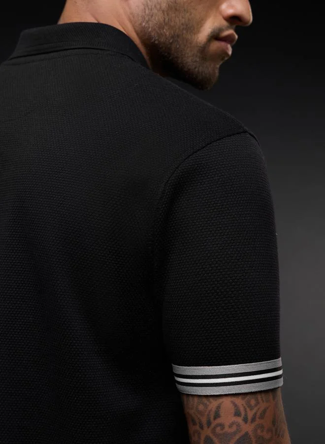 The Souled Store  Men Black Embroidered Batman Polo T-Shirt with Zip Closure for Men | Best Price UAE