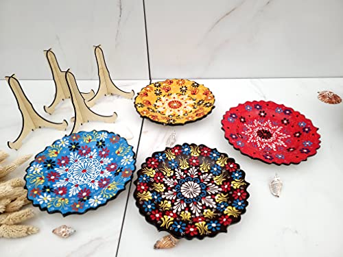 Ayennur Turkish Decorative Plates Set of 4-7,08 inch(18cm) Multicolor Handmade Ceramic Ornament for Home&Office Wall Decors (Set 4 large) - Image 5