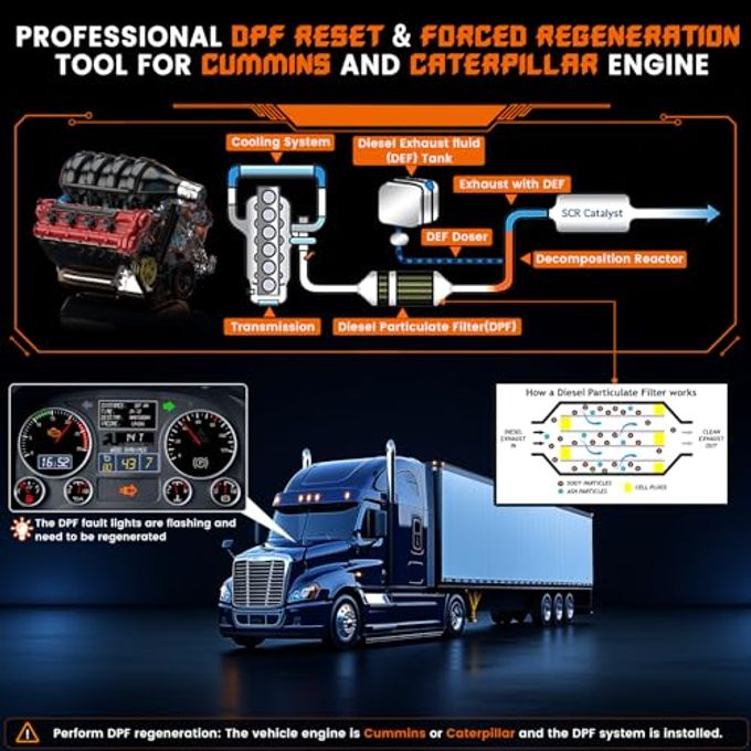 Ancel HD430 Heavy Duty Truck Scanner, DPF Reset & Forced Regeneration for Cummins & Caterpillar Engine, Full System HDOBD Diesel Scanner OBD2 Diagnostic Scan Tool Code Reader for Diesel Trucks & Cars - Image 5