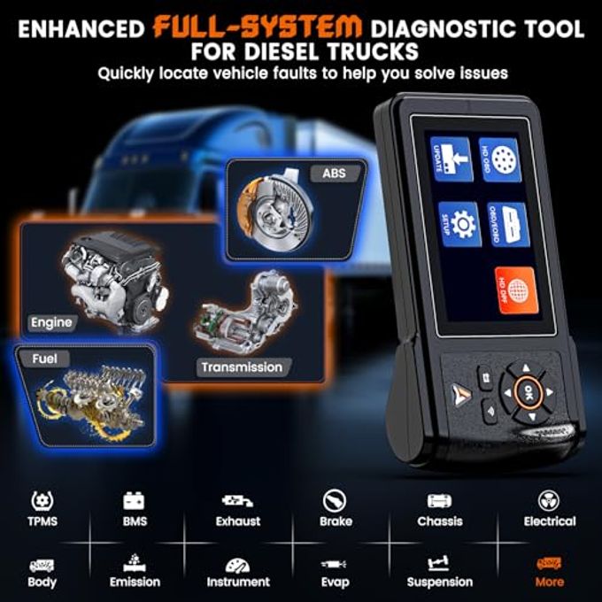 Ancel HD430 Heavy Duty Truck Scanner, DPF Reset & Forced Regeneration for Cummins & Caterpillar Engine, Full System HDOBD Diesel Scanner OBD2 Diagnostic Scan Tool Code Reader for Diesel Trucks & Cars - Image 3