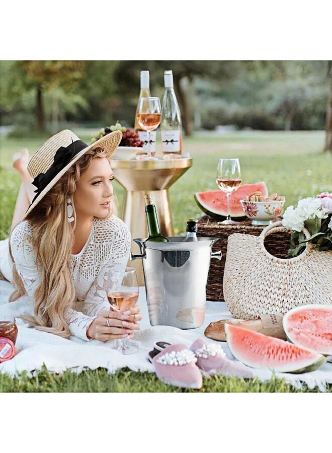 دلو ثلج سعة 5 لتر، وعاء مشروبات من الفولاذ المقاوم للصدأ للحفلات، دلو مشروبات كبير للبيرة والنبيذ والشمبانيا والمشروبات الباردة، لوازم الحفلات والبار - Image 4