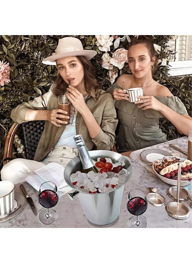 دلو ثلج سعة 5 لتر، وعاء مشروبات من الفولاذ المقاوم للصدأ للحفلات، دلو مشروبات كبير للبيرة والنبيذ والشمبانيا والمشروبات الباردة، لوازم الحفلات والبار - Image 5