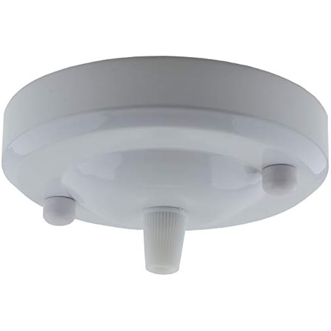 VINTAGE PERIOD STYLED COMPLETE METAL CEILING ROSE WITH NYLON CORD GRIP (FULLY EARTHED) IN GLOSS WHITE FINISH - Image 1