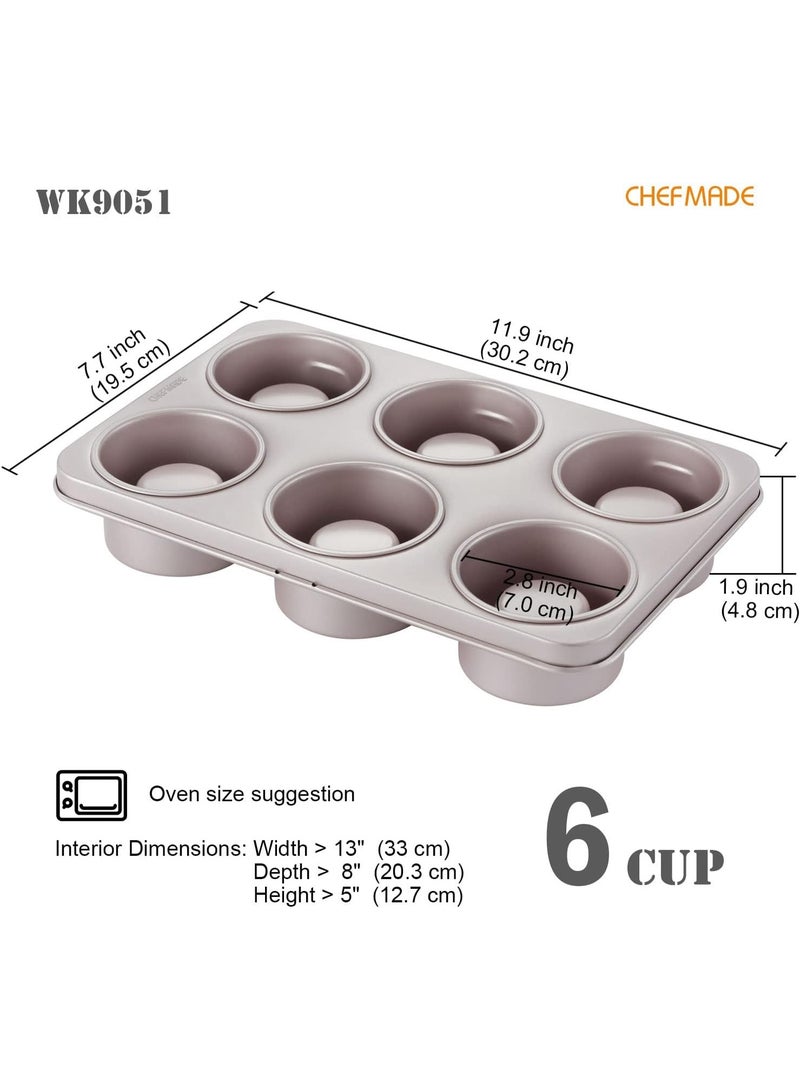 شيف ميد قالب مافن 6 أكواب غير لاصق صينية كب كيك متينة بتوزيع حرارة متوازن وسطح سهل التنظيف لتحضير المافن والكب كيك باحترافية موديل WK9051 - Image 2