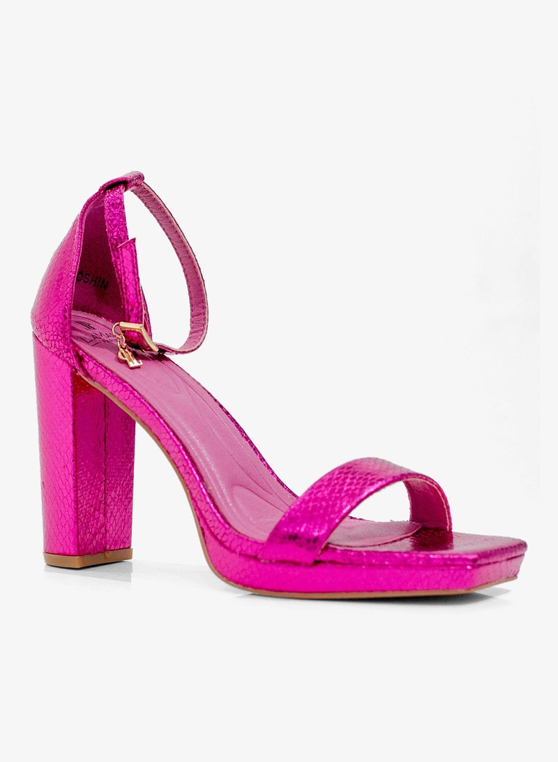 LAMARAPARIS Roshni one band ankle strap 10 cm high heel sandal fuchsia - Image 1