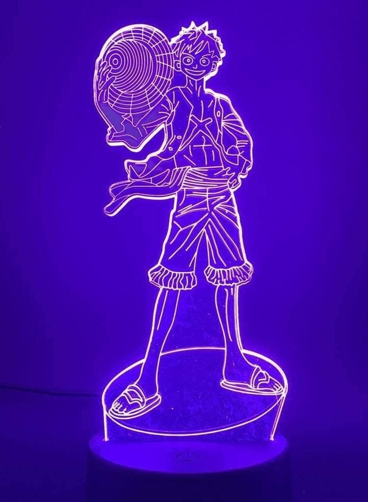 althiqahkey Multicolour 3D Night Light Illusion LED Lamps for Kids Japanese Anime One Piece Monkey D Luffy Action Figure for Kids Bedroom Decor Child Birthday Gift - Image 1