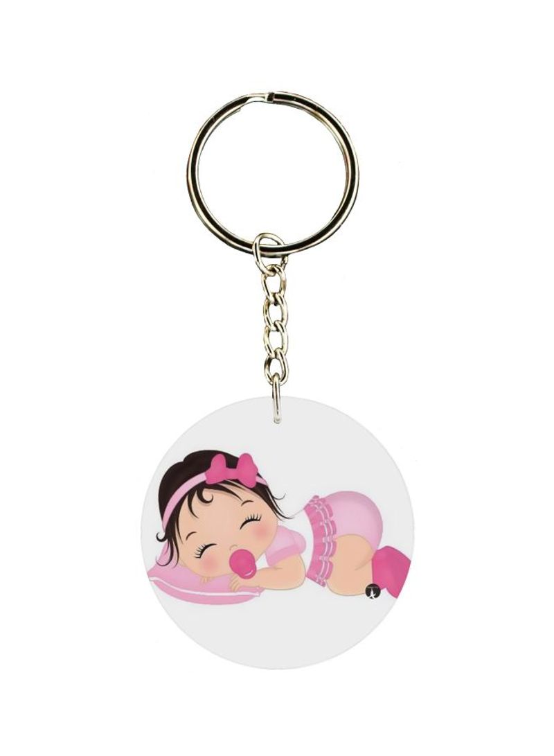 Baby Girl Printed Double Sided Keychain
