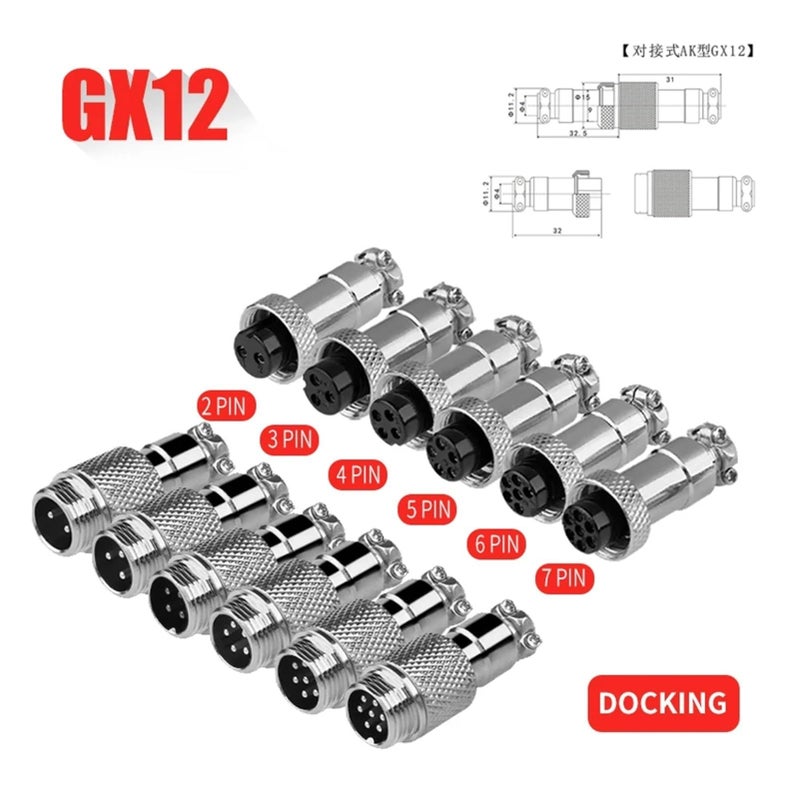 GX12 Docking Aviation Circular Connector Set 10 Sets Male Female 7P Cable Terminal - Image 3