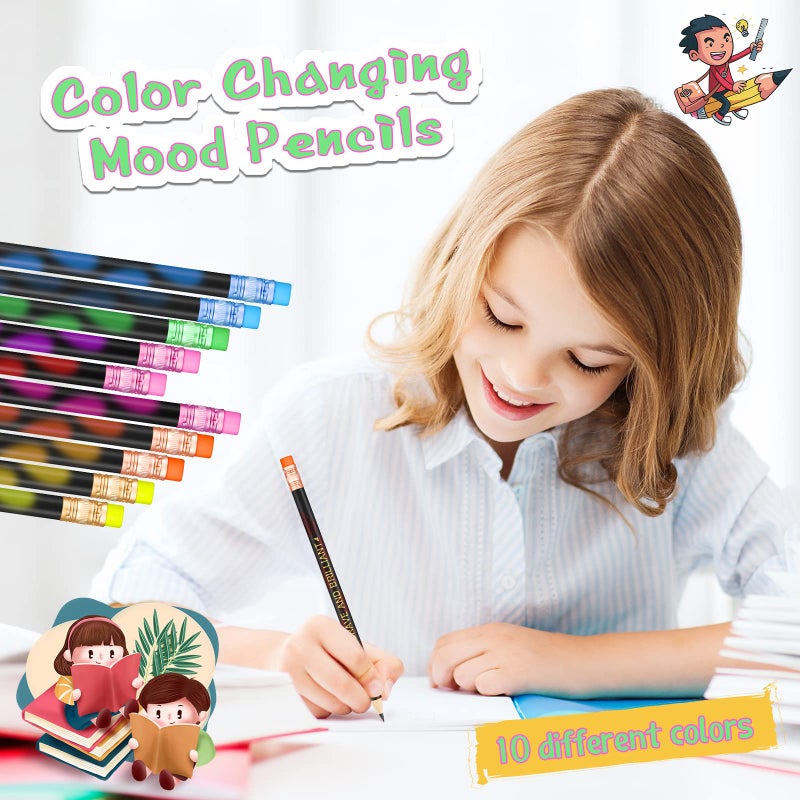 Eersida 40pcs Color Changing Mood Pencils Fun Pencils Bulk for Kids Students Motivational Pencil 2B Assorted Thermochromic Pencil with Eraser (Inspirational) - Image 5