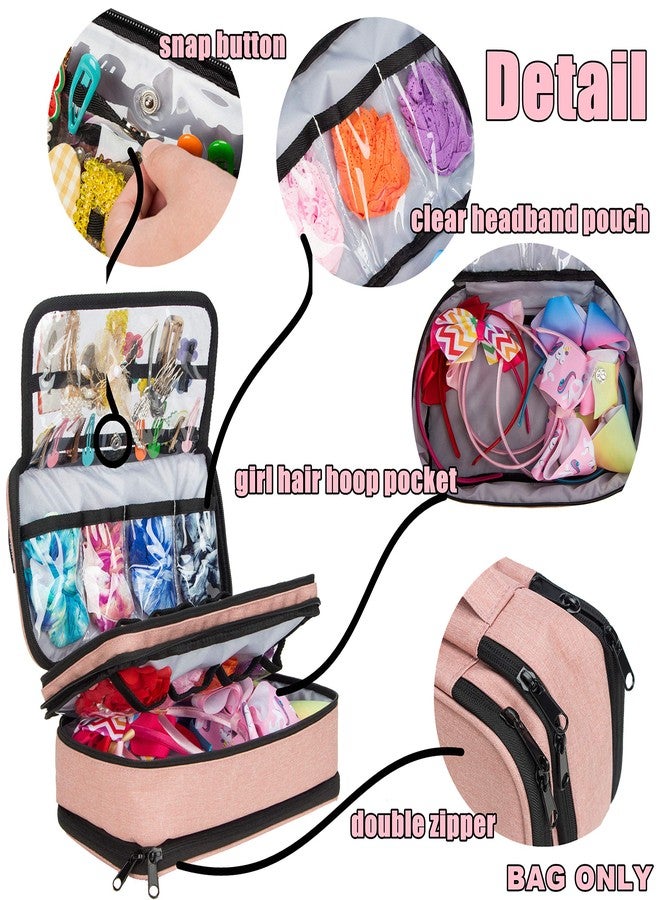 KISLANE Baby Girl Hair Accessories Storage Bag, Soft Headbands Holder, Barrette, Bows, Hair Ties, Pins, Clips Storage Bag for Girls, Baby Mittens Storage Travel Bag with Multi-Compartment - Image 3
