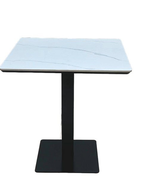 White Ceramic Tea Table – Modern Square Side Table 75×70 cm