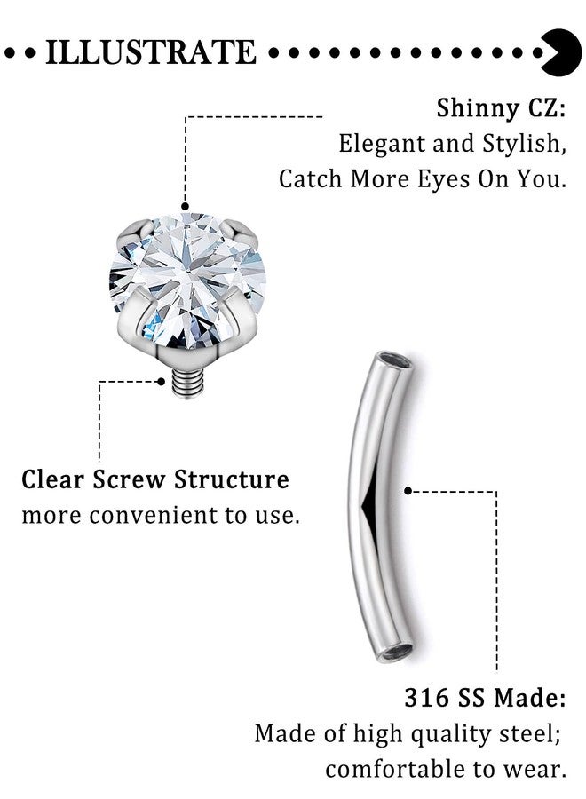 Hoeudjo Rook Piercing Jewelry Surgical Steel Eyebrow Piercing Jewelry 16g Surface Tragus Earrings Internally Threaded Curved Barbell Daith Earring Eyebrow Rings for Women Different Length 6/8/10mm - Image 3