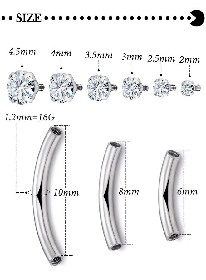 Hoeudjo Rook Piercing Jewelry Surgical Steel Eyebrow Piercing Jewelry 16g Surface Tragus Earrings Internally Threaded Curved Barbell Daith Earring Eyebrow Rings for Women Different Length 6/8/10mm - Image 2
