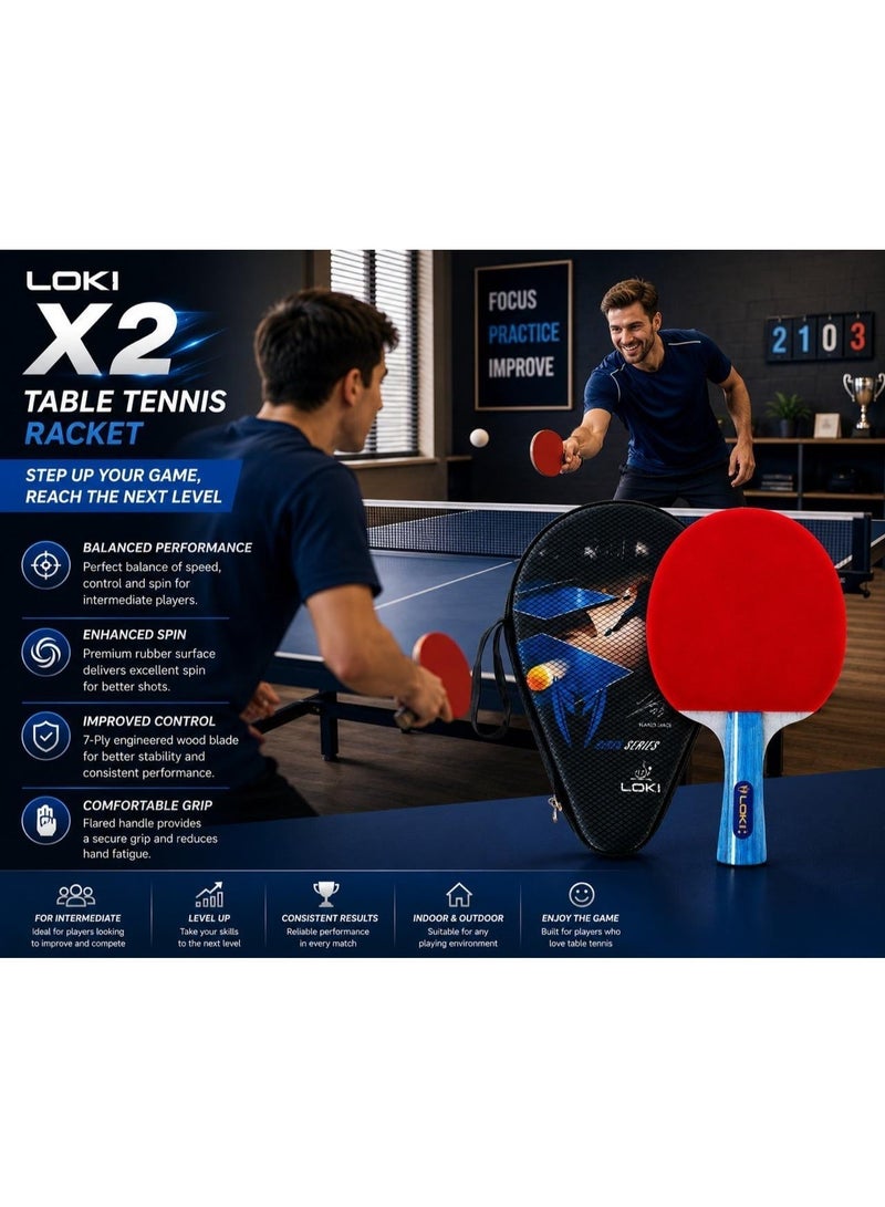 لوكي مضرب تنس طاولة Loki X2 قبضة مريحة وتحكم ممتاز مع حقيبة حمايه - Image 4