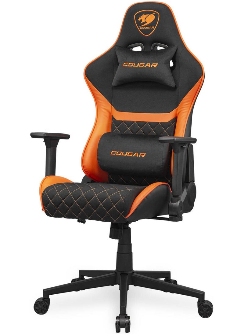 Cougar - Cougar Armor One V2 F Gaming Chair, Woven Fabric Surface, 4D Folding Armrests, 155° Reclining, Piston Lift Height Adjustment, Up to 12kg Weight Support, Black / Orange | 3MA2FORB.0001 - Image 1