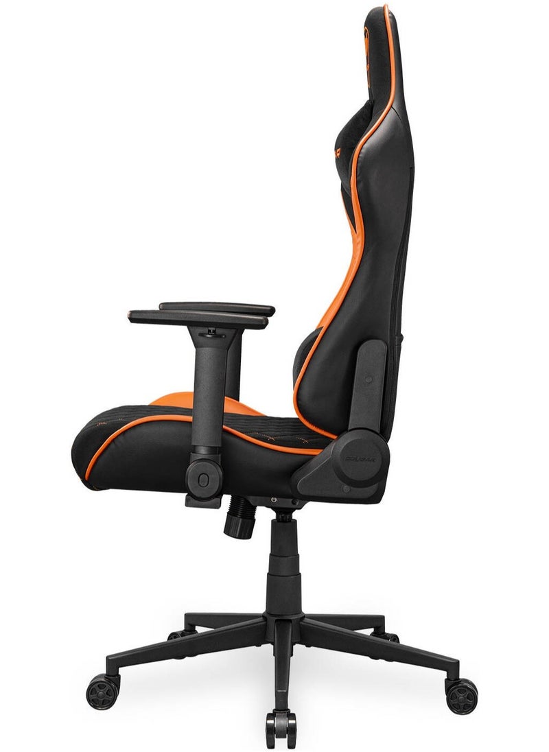 Cougar - Cougar Armor One V2 F Gaming Chair, Woven Fabric Surface, 4D Folding Armrests, 155° Reclining, Piston Lift Height Adjustment, Up to 12kg Weight Support, Black / Orange | 3MA2FORB.0001 - Image 1