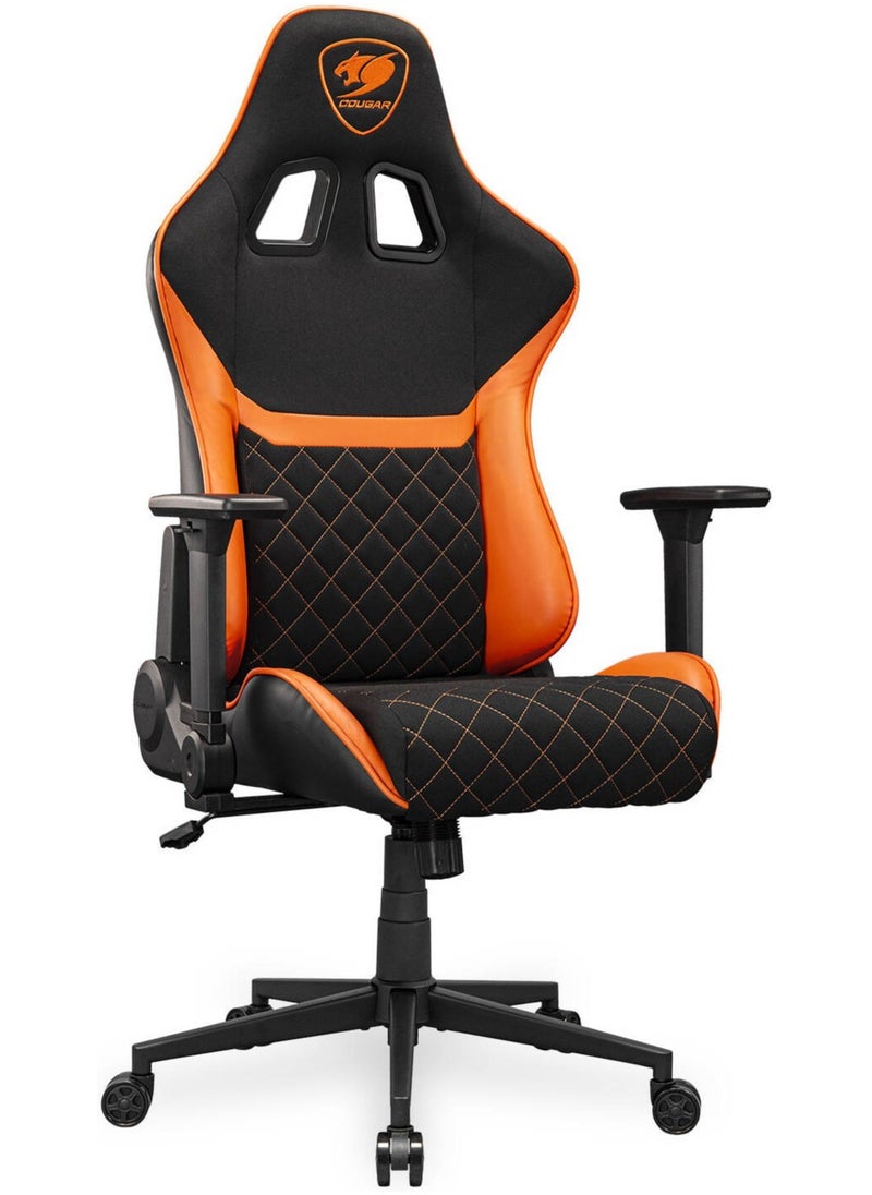 Cougar - Cougar Armor One V2 F Gaming Chair, Woven Fabric Surface, 4D Folding Armrests, 155° Reclining, Piston Lift Height Adjustment, Up to 12kg Weight Support, Black / Orange | 3MA2FORB.0001 - Image 1