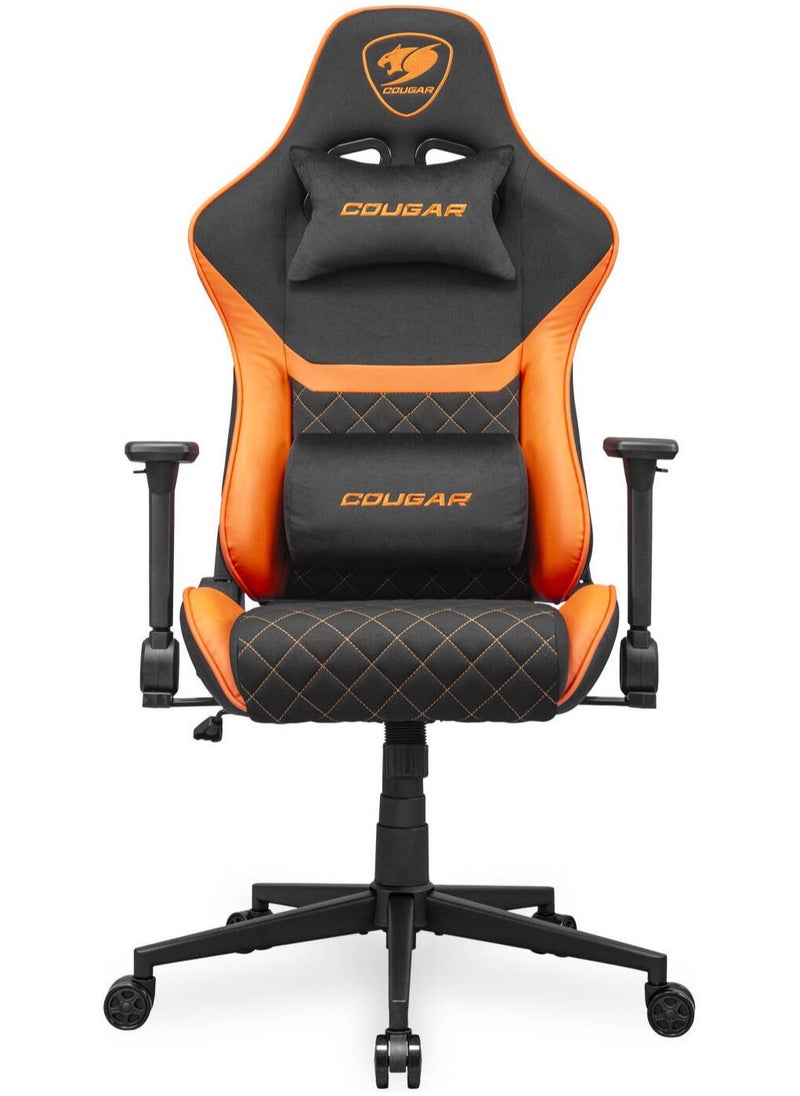 Cougar - Cougar Armor One V2 F Gaming Chair, Woven Fabric Surface, 4D Folding Armrests, 155° Reclining, Piston Lift Height Adjustment, Up to 12kg Weight Support, Black / Orange | 3MA2FORB.0001 - Image 1